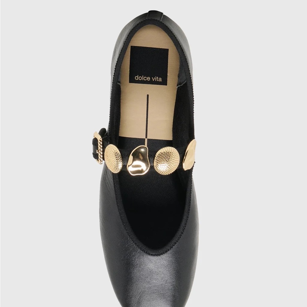 Dolce Vita Black Loafers with Gold Details